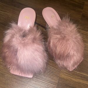 Zara furry heels